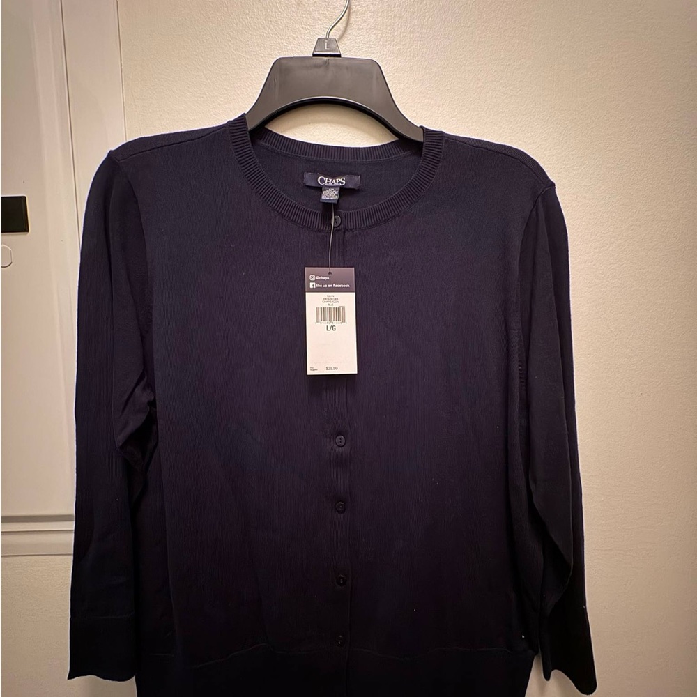 Chaps Women's Navy Cardigan Sweater